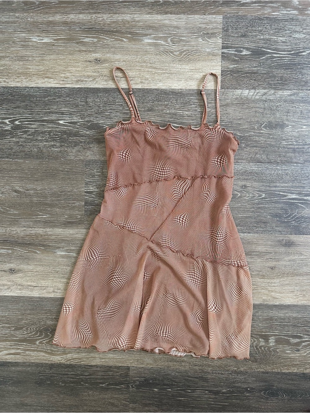 Urban Outfitters Brown Psychedelic Mesh Mini Dress - XS